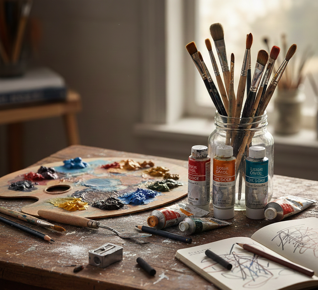 Kunstmaterialer og pensler
